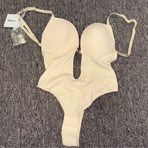 Nude Plunge Shapewear Bodysuit with Convertible Straps